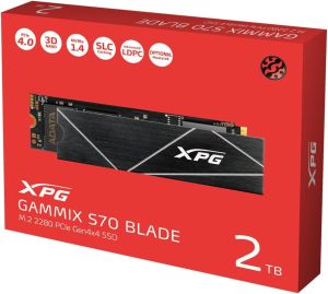 ADATA 2TB XPG GAMMIX S70 Blade M.2 NVMe SSD, M.2 2280, PCIe 4.0, 3D NAND, R/W 7400/6700 MB/s, 750K/750K IOPS