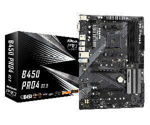 Asrock B450 PRO4 R2.0, AMD B450, AM4, ATX, 4 DDR4, XFire, VGA, HDMI, DP, 2x M.2