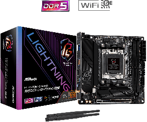 Asrock B650I LIGHTNING WIFI, AMD B650, AM5, Mini ITX, 2 DDR5, HDMI, Wi-Fi 6E, 2.5G LAN, 2x M.2