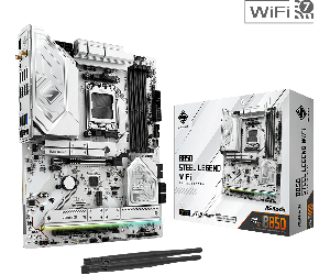 Asrock B850 STEEL LEGEND WIFI, AMD B850, AM5, ATX, 4 DDR5, HDMI, Wi-Fi 7, 2.5G LAN, RGB, 4x M.2