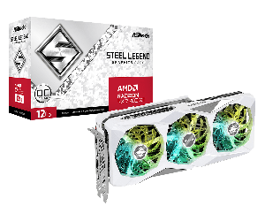 Asrock RX7700 XT Steel Legend 12GB OC, PCIe4, 12GB DDR6, HDMI, 3 DP, 2599MHz Clock, RGB, White, Overclocked