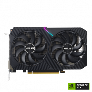 Asus DUAL RTX3050 OC V2, PCIe4, 8GB DDR6, HDMI, DP, DVI, 1852MHz Clock, RGB Lighting, Overclocked